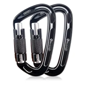 NewDoar 24-30KN Auto Locking Clips D-Shaped Heavy Duty for Camping, Hiking, Swing, Hammock