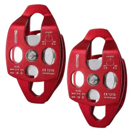 NewDoar 30 KN CE Certified Large Rescue Pulley Double Sheave with Swing Plate