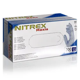 Pack of 200 Nitrex Maxis Nitrile Disposable Gloves Powder Free Gloves