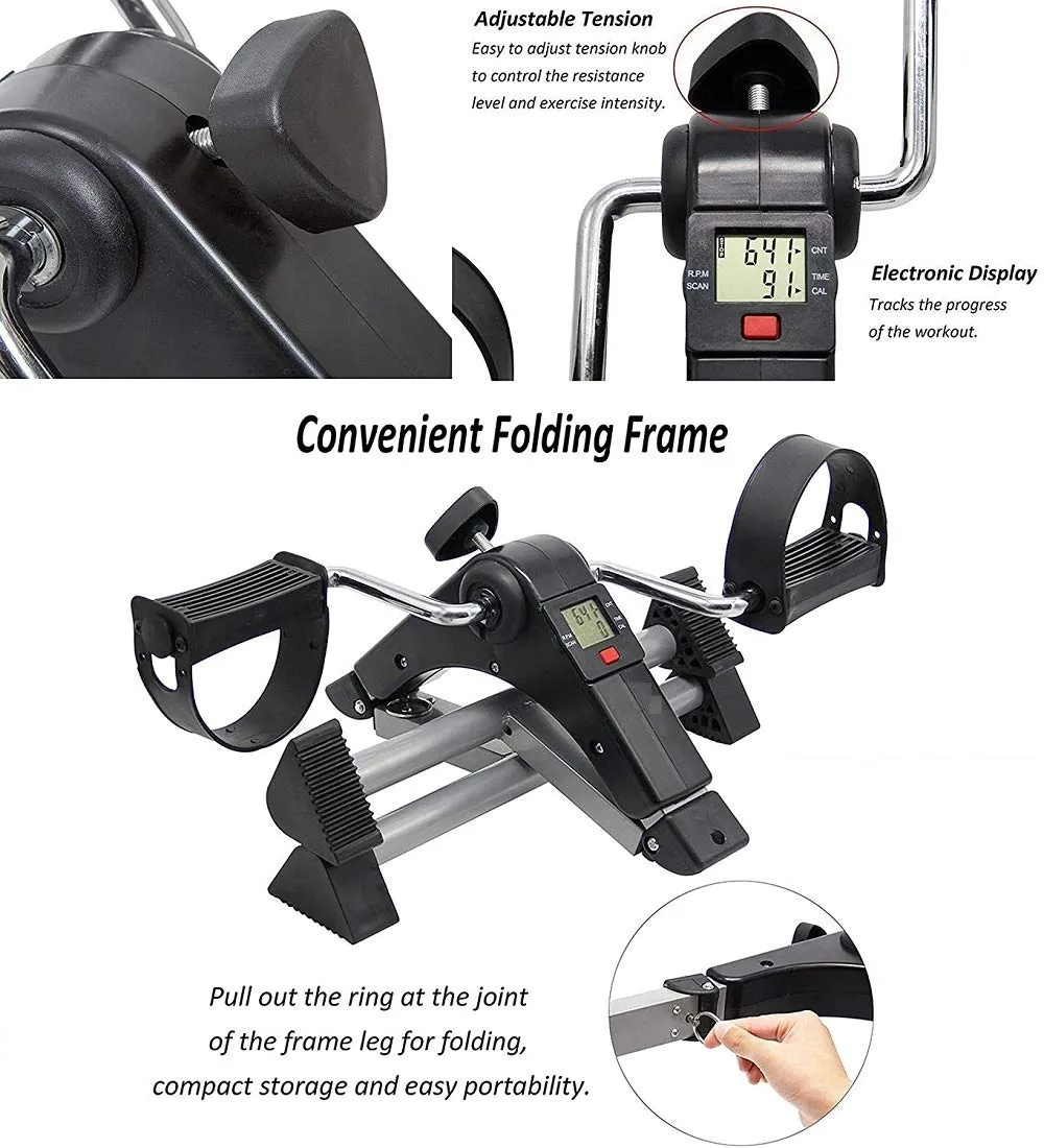 Portable Arm And Leg Foldable Pedal Exerciser Machine With Display