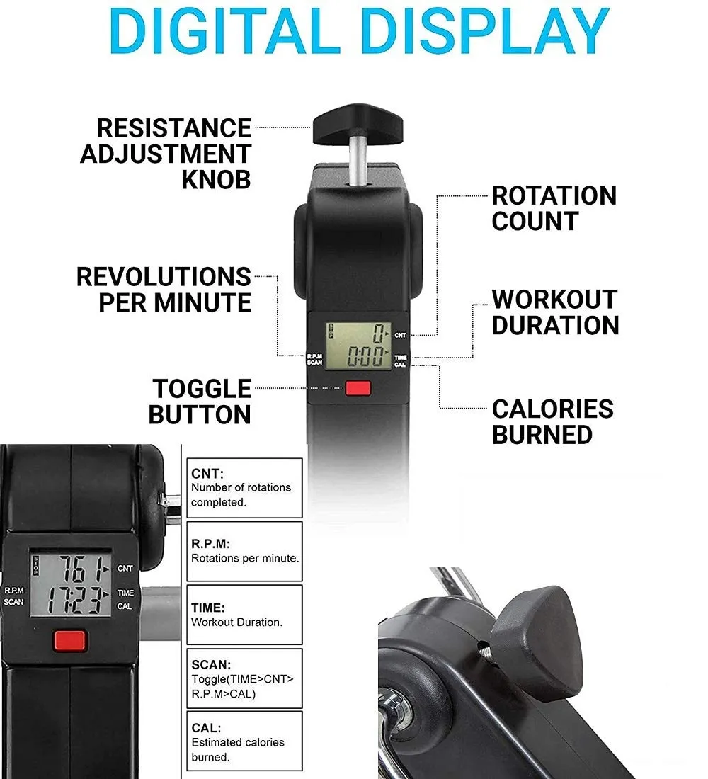Portable Arm And Leg Foldable Pedal Exerciser Machine With Display