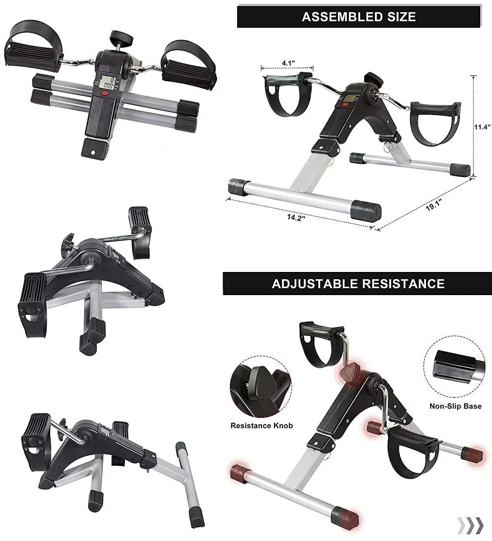 Portable Arm And Leg Foldable Pedal Exerciser Machine With Display