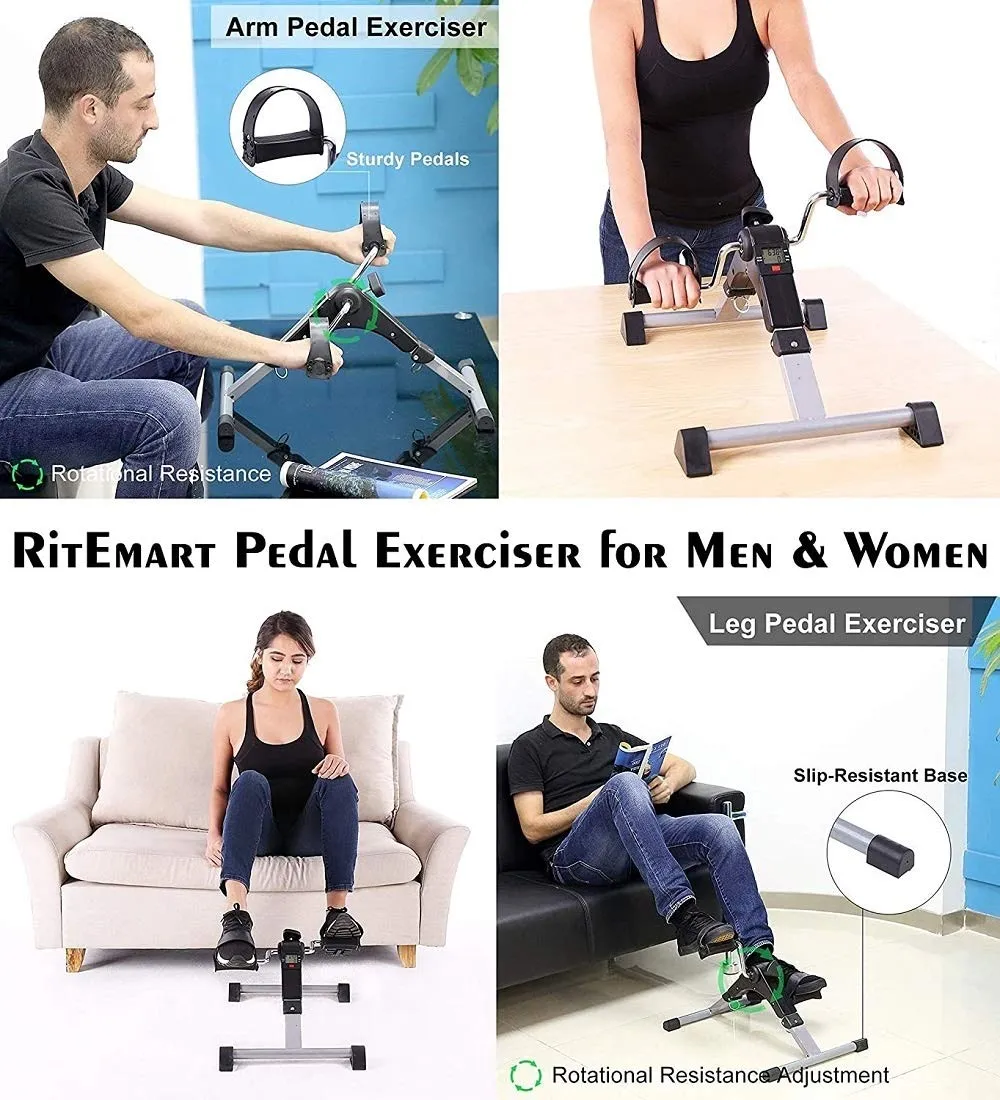 Portable Arm And Leg Foldable Pedal Exerciser Machine With Display