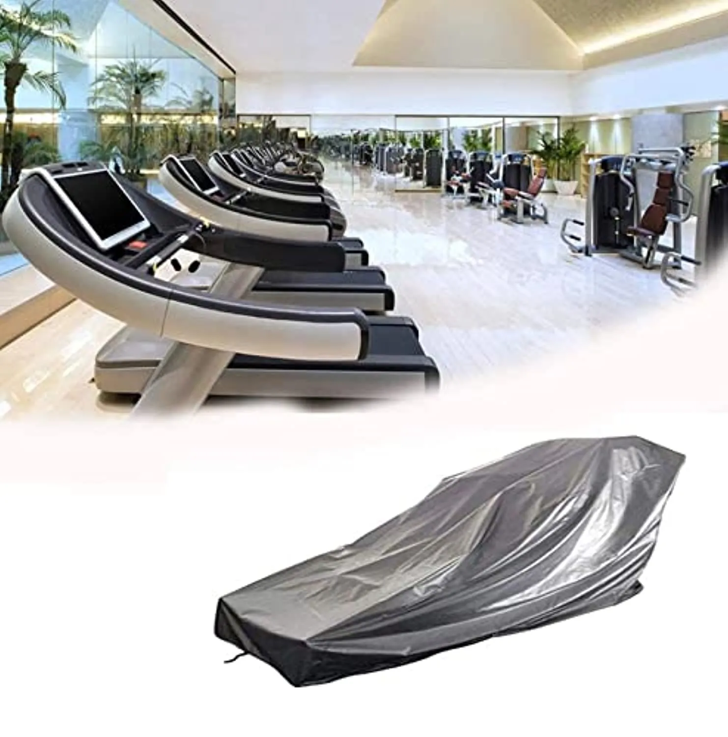 RHDFKOD Treadmill Cover, Non-Folding Running Machine Cover with Drawstring Waterproof Oxford Cloth Running Machine Protective Cover for Fitness Equipment