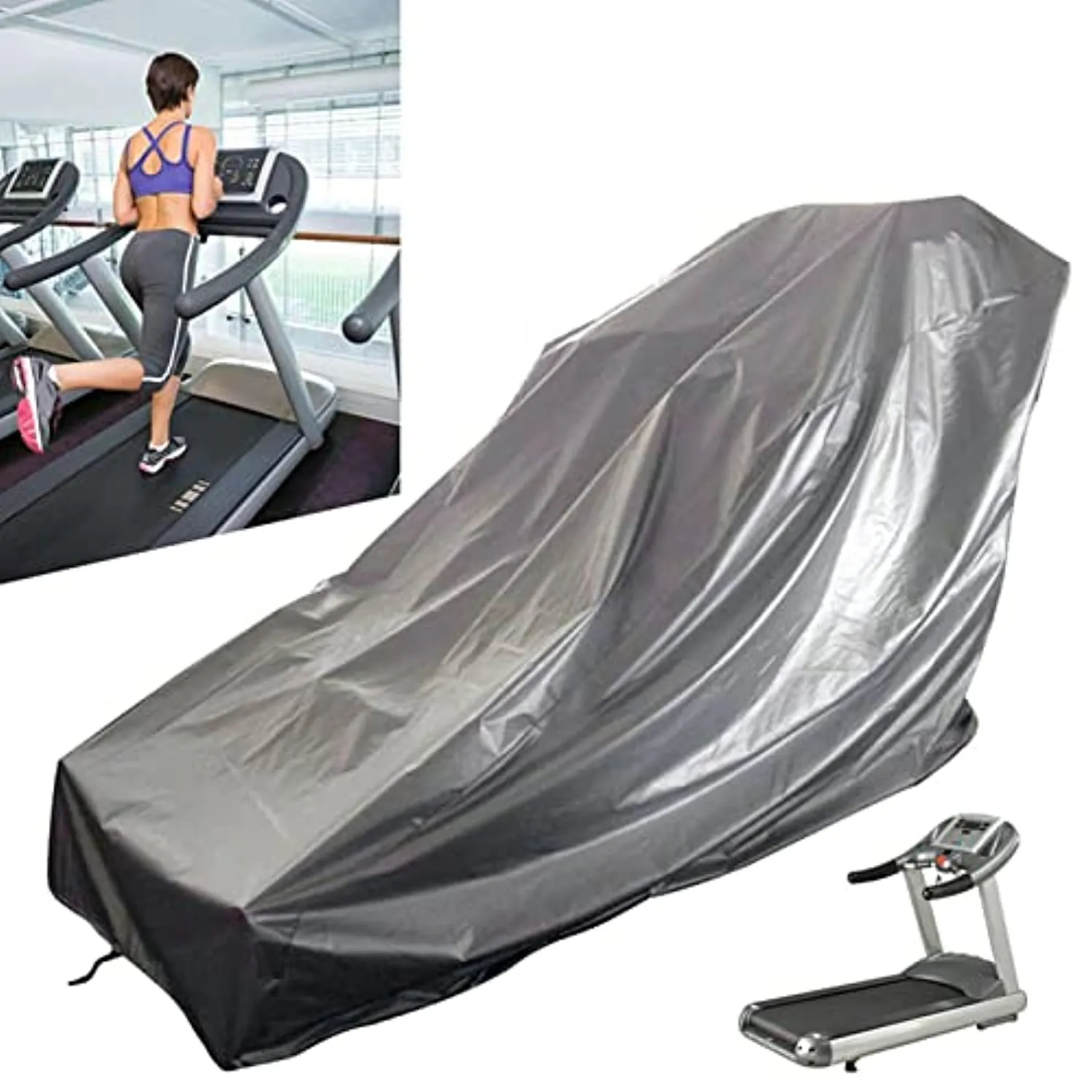RHDFKOD Treadmill Cover, Non-Folding Running Machine Cover with Drawstring Waterproof Oxford Cloth Running Machine Protective Cover for Fitness Equipment