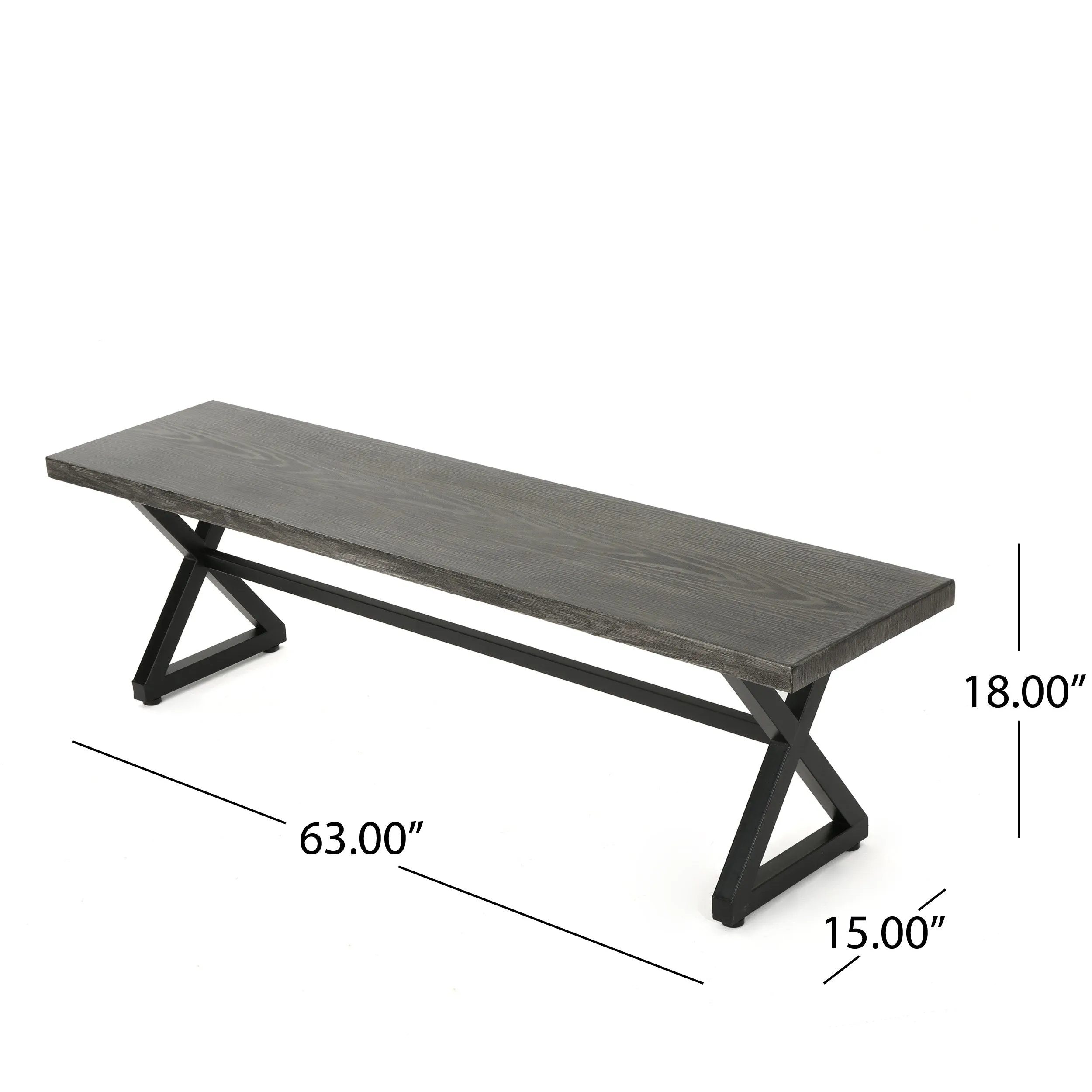 Rosarito Outdoor 3 Piece Aluminum Picnic Set with Black Steel Frame