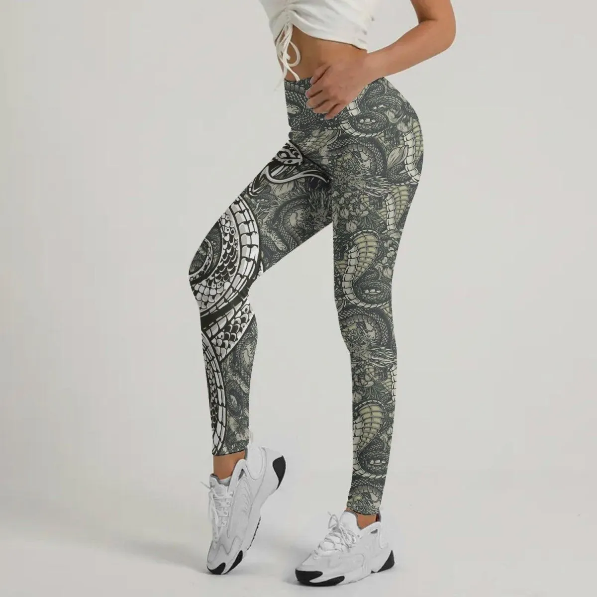 Samurai Cobra And Dragon Leggings