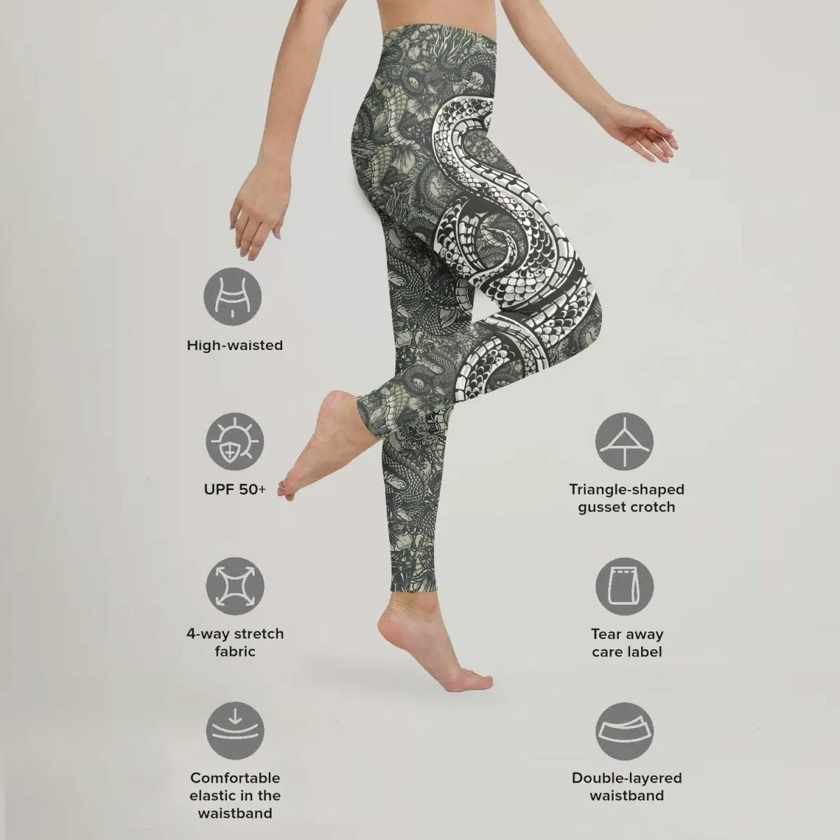 Samurai Cobra And Dragon Leggings