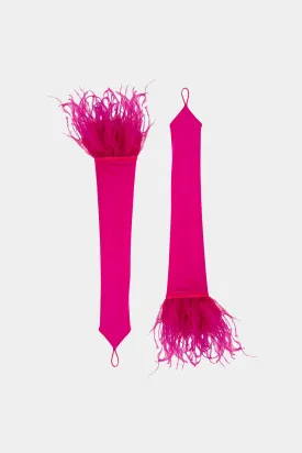 Satin Gloves in Fuchsia