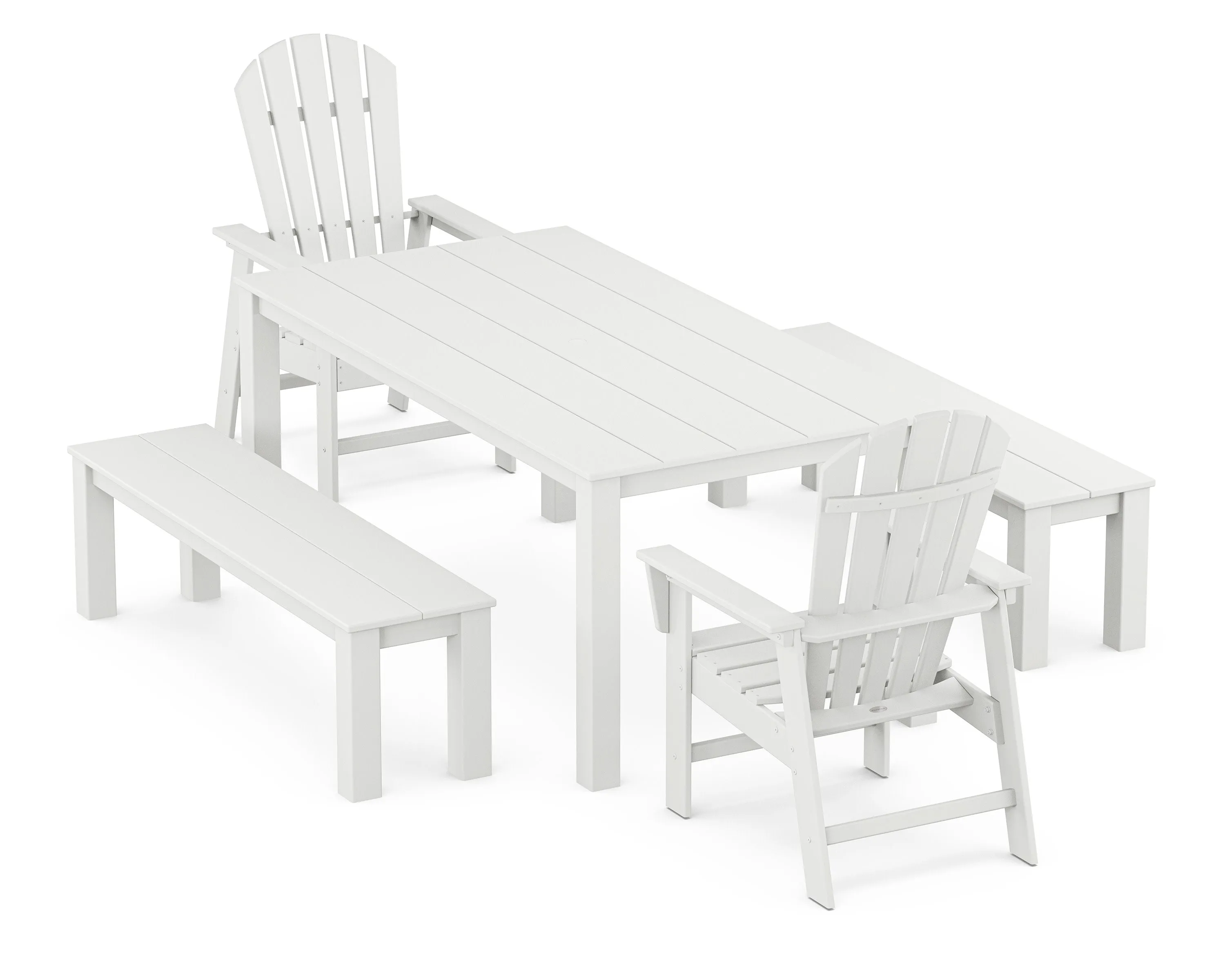 South Beach 5-Piece Parsons Dining Set with Benches