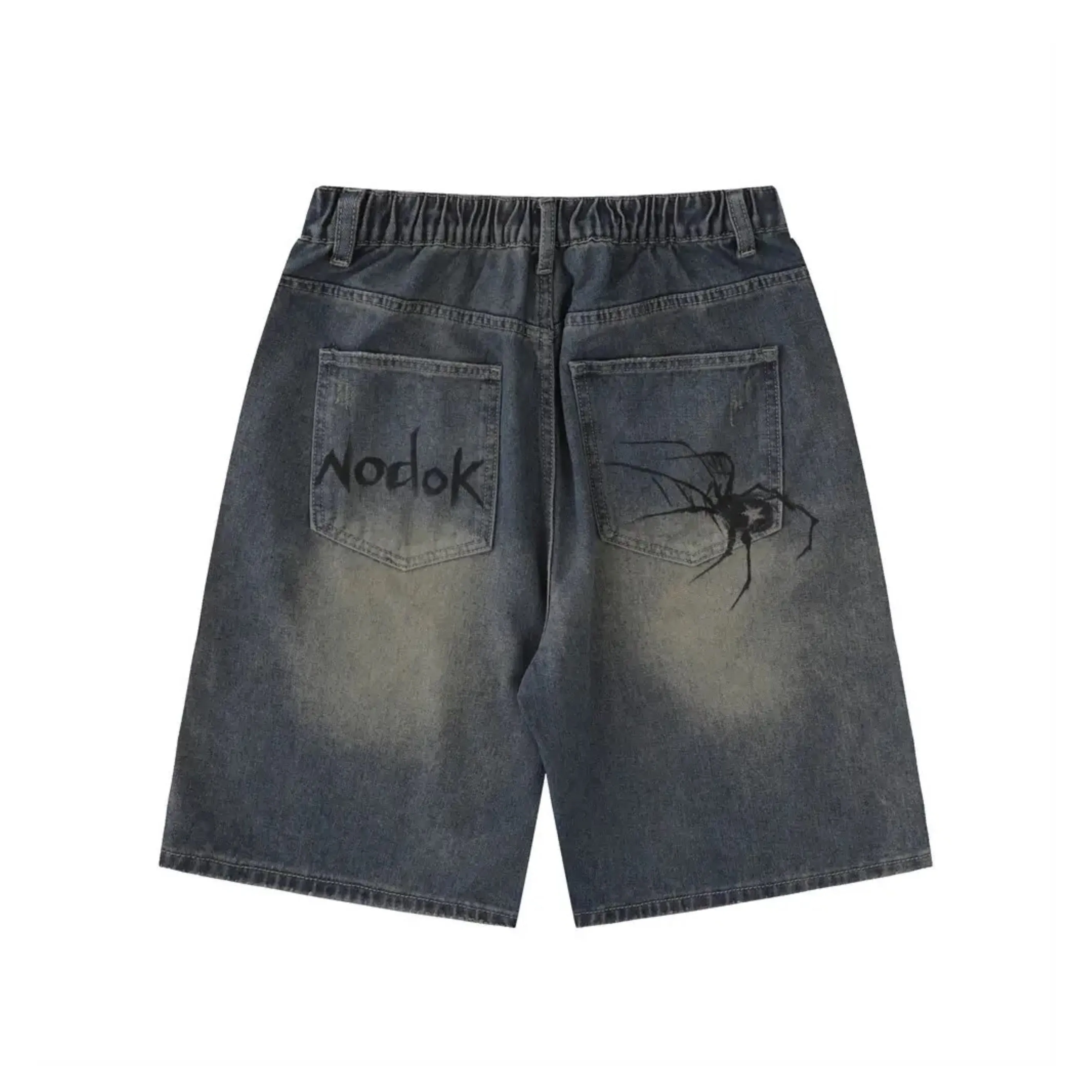 Spider Cobweb Denim Shorts