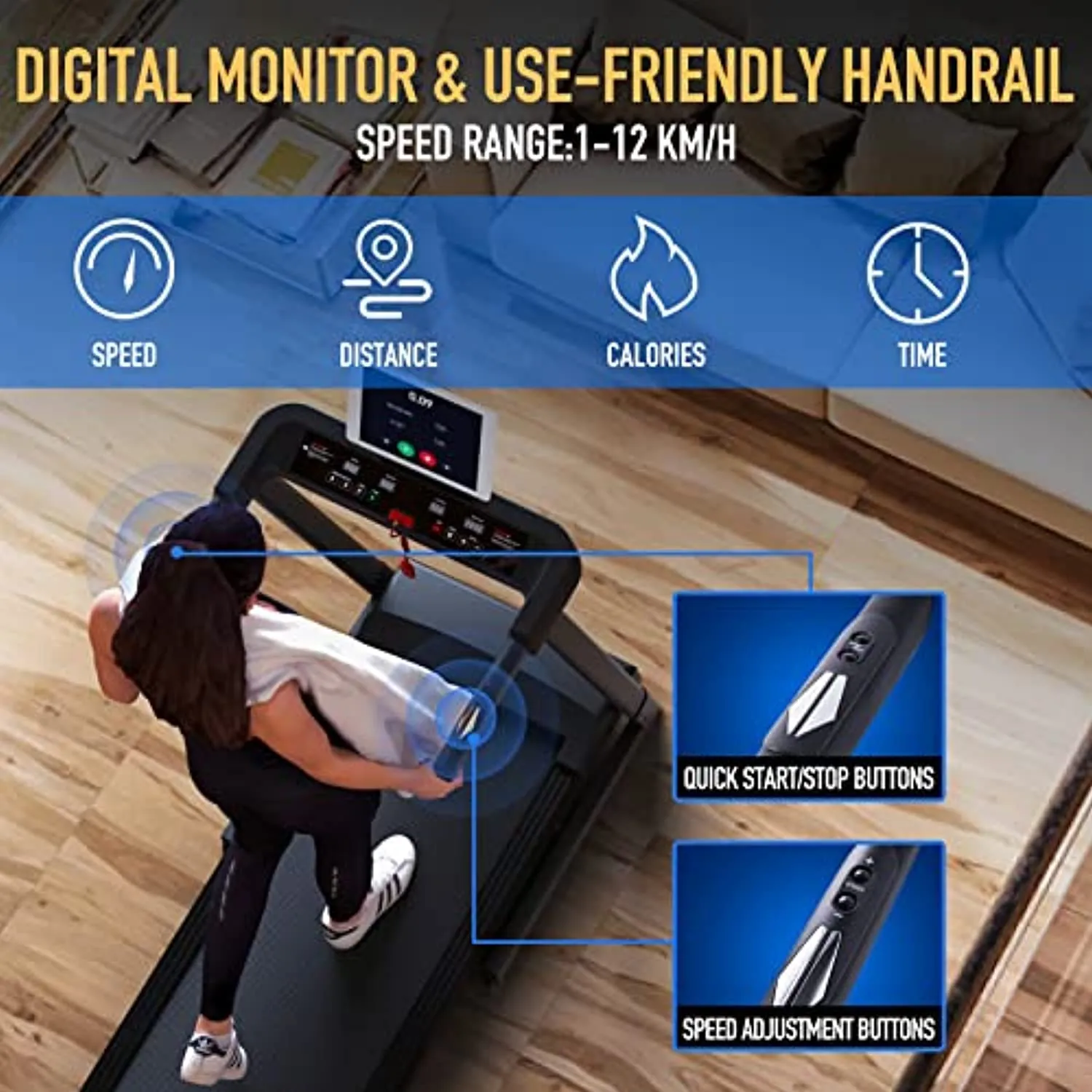 SSPHPPLIE Folding Treadmills with Resistance Band for Home
