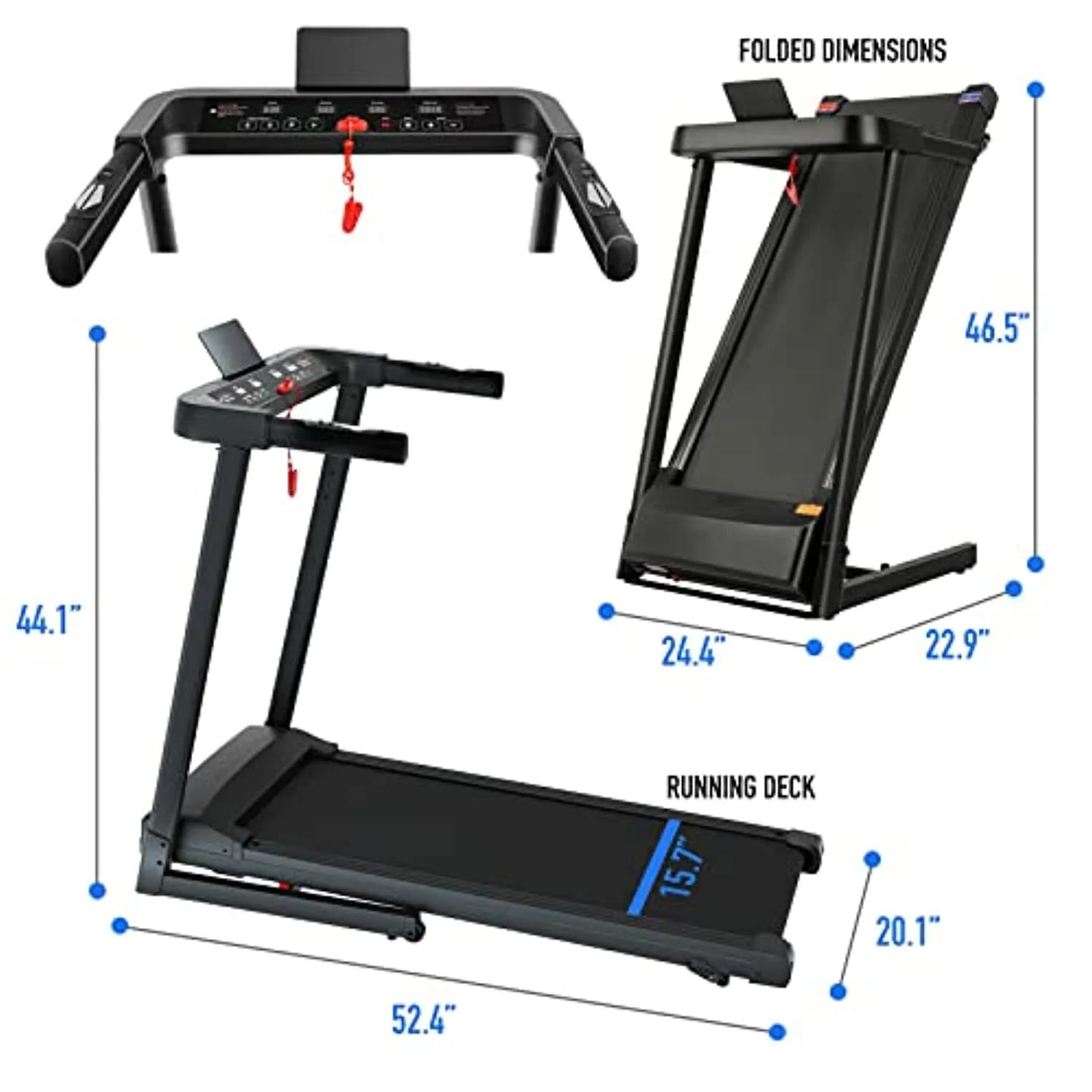 SSPHPPLIE Folding Treadmills with Resistance Band for Home