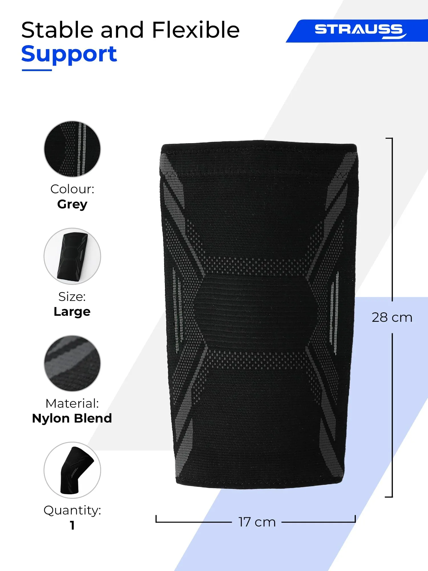 STRAUSS Sports Knee Caps For Women and Men | Knee Support Brace | Knee Cap for Athletes | Includes 1 Knee Support Brace