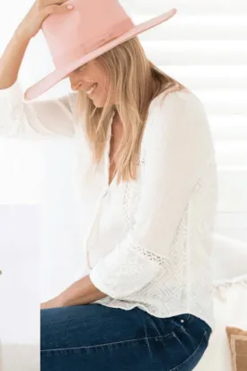 Sundaise Remy Panama Ribbon Edge Wool Felt Hat - Blush