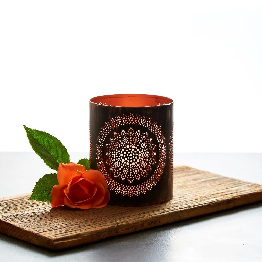 Tabletop Black Mandala Decorative Lantern Set