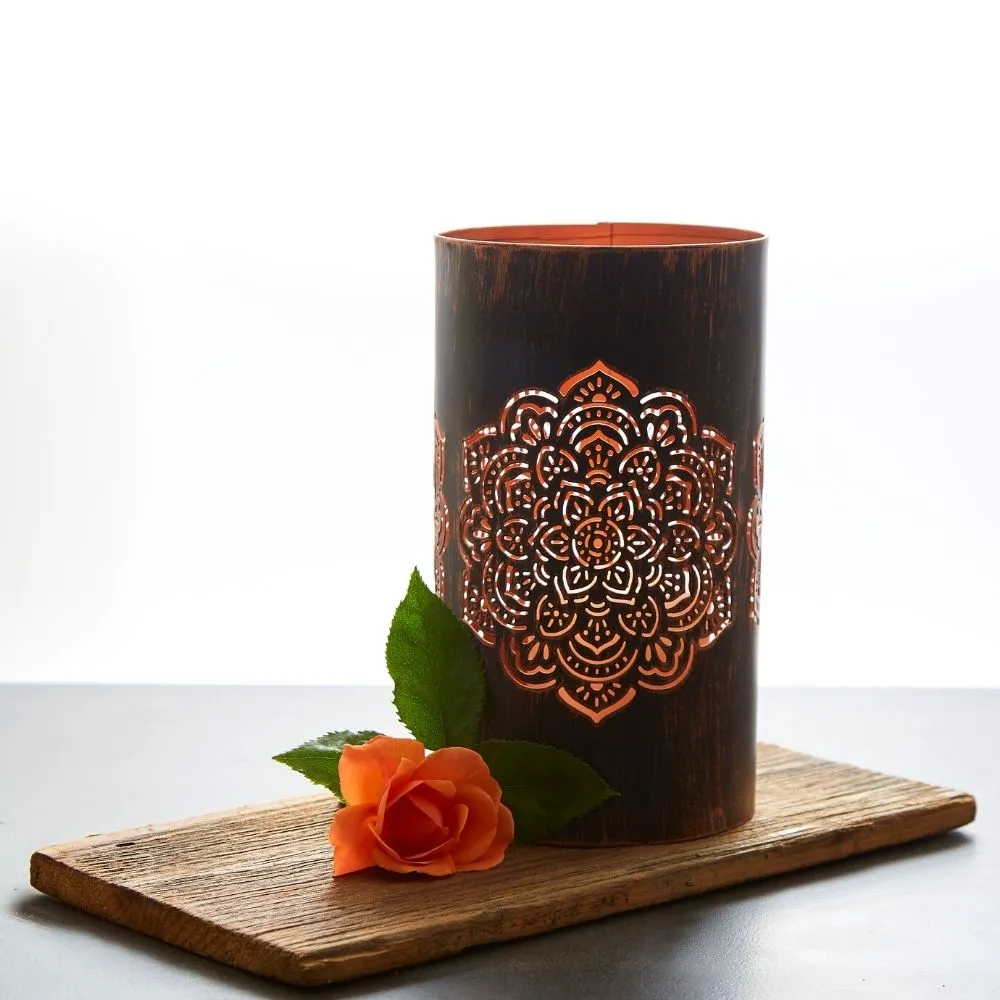 Tabletop Black Mandala Decorative Lantern Set