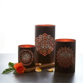 Tabletop Black Mandala Decorative Lantern Set
