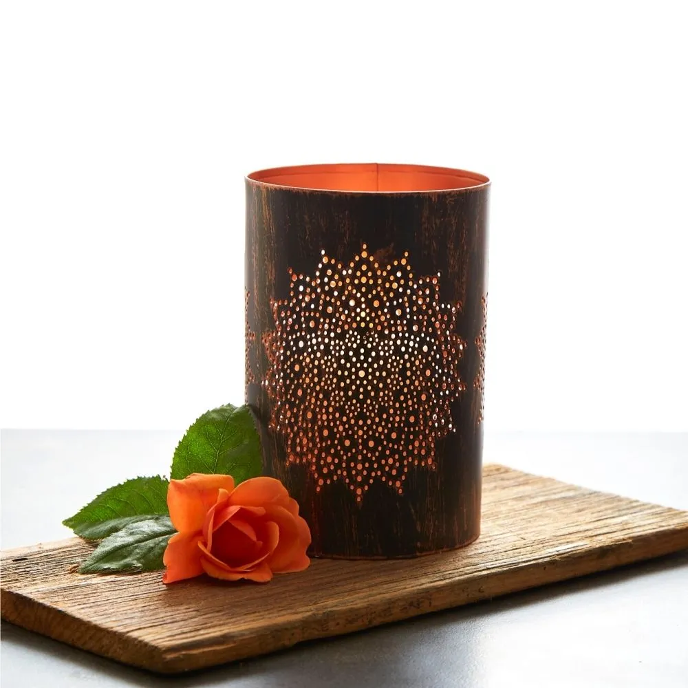 Tabletop Black Mandala Decorative Lantern Set