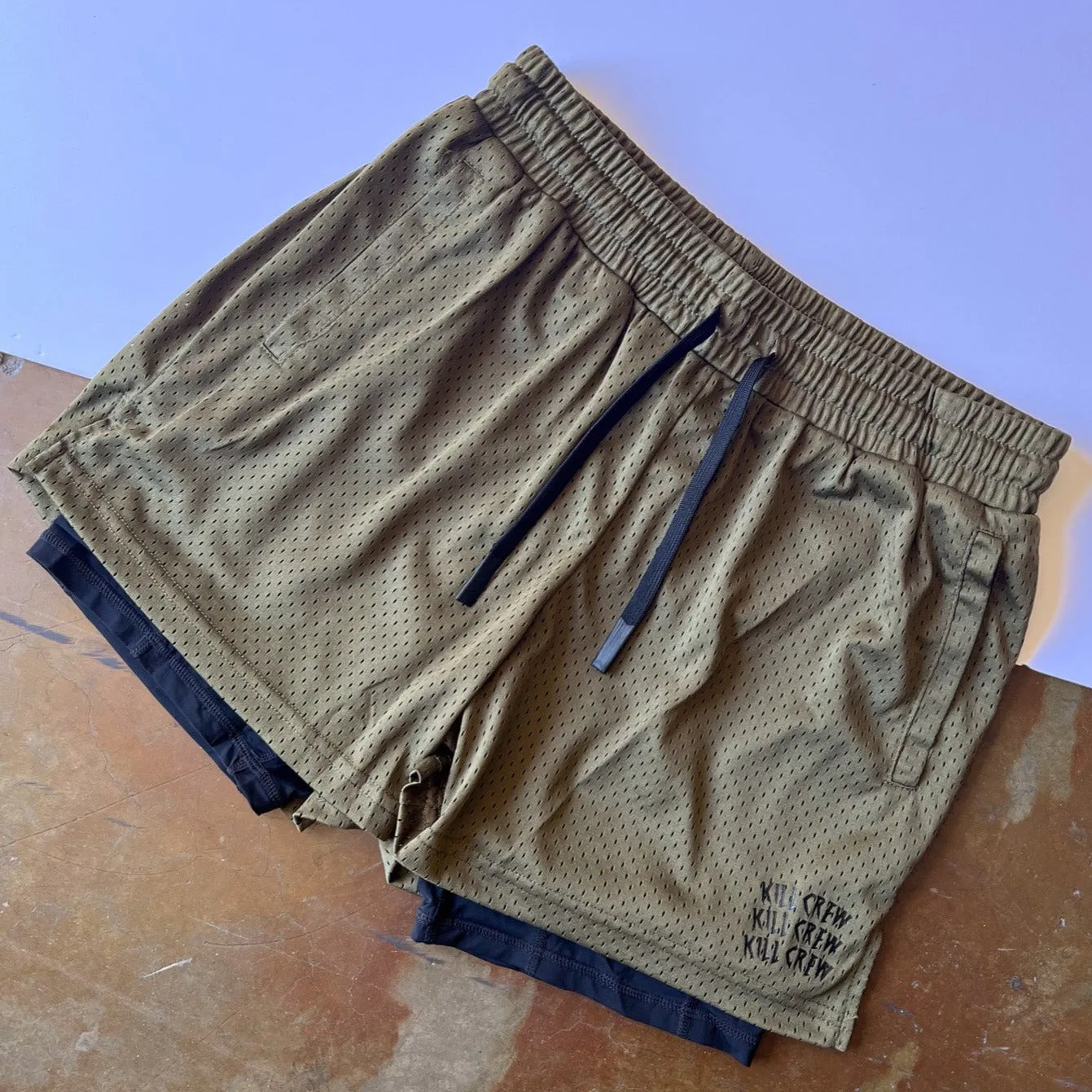 TRAINING SHORT WITH LINER - OLIVE