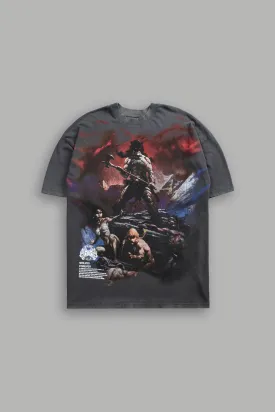 Victory Or Valhalla "Premium" Oversized Tee in Wolf Gray