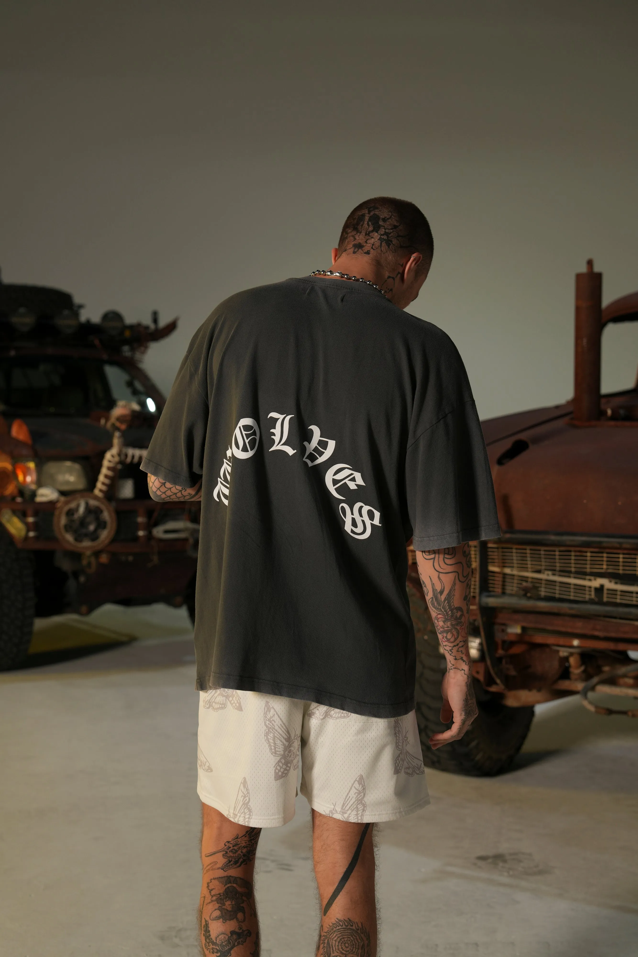 Victory Or Valhalla "Premium" Oversized Tee in Wolf Gray