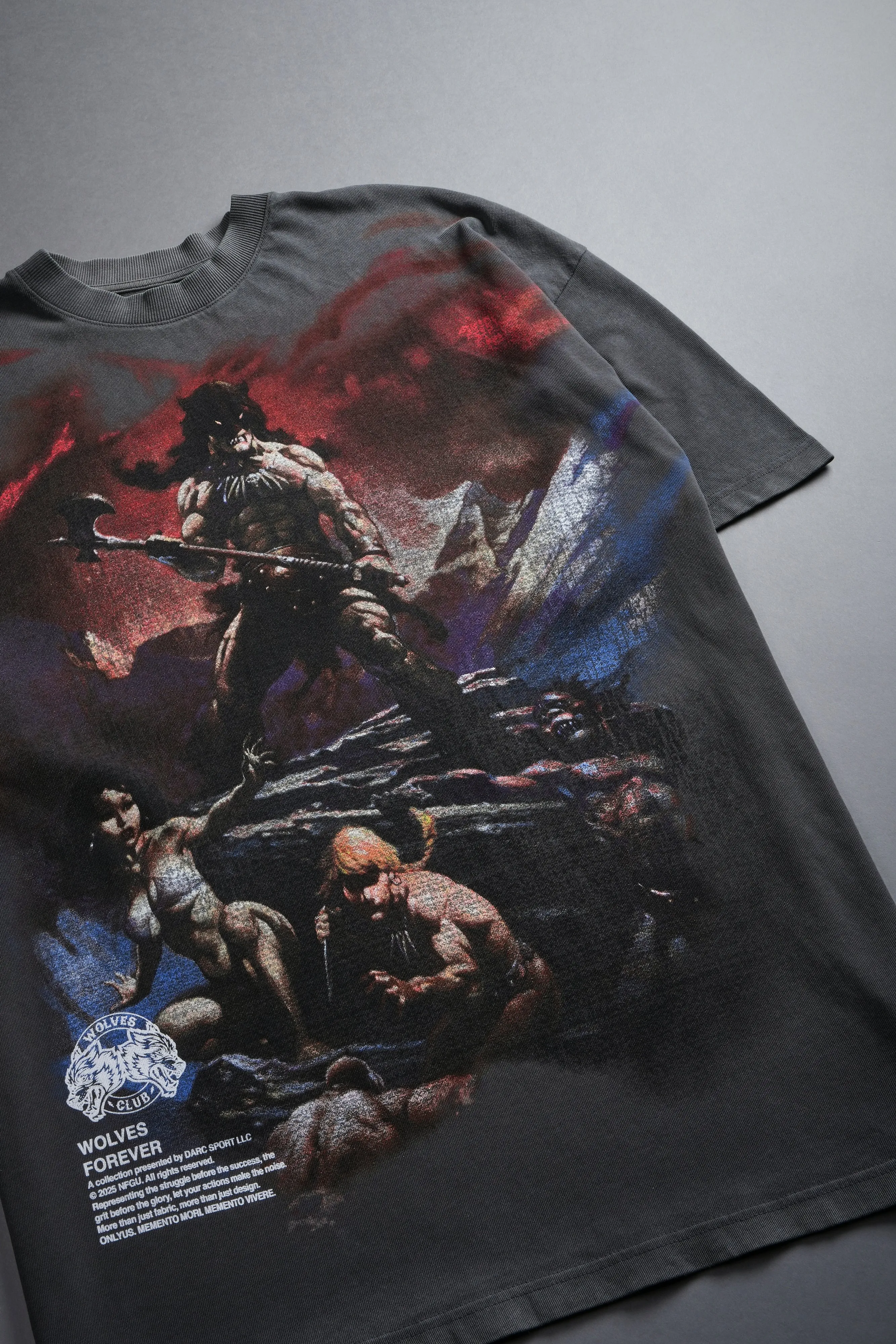 Victory Or Valhalla "Premium" Oversized Tee in Wolf Gray