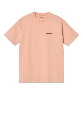 W' S/S Script Embroidery T-S - Grapefruit / Black