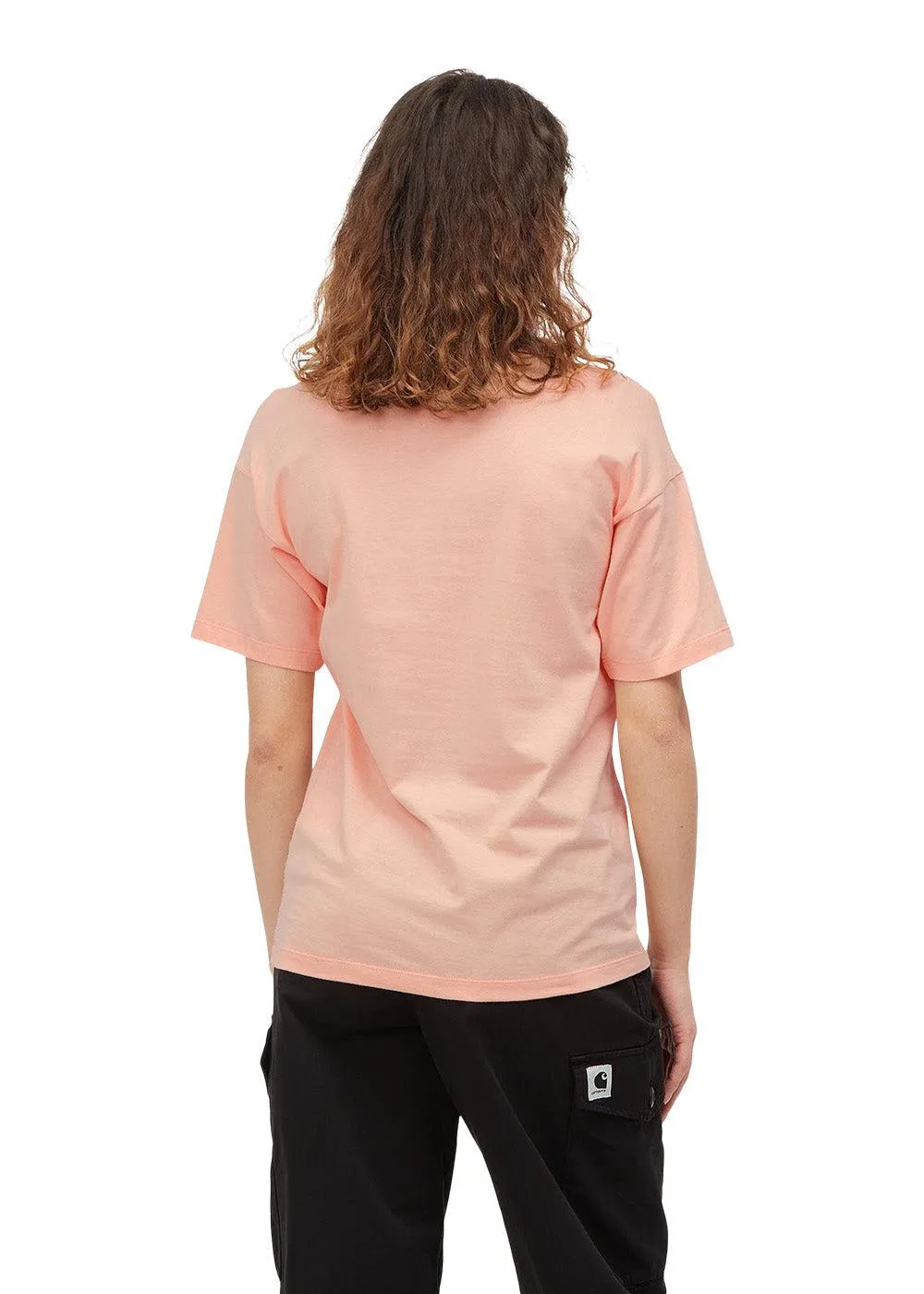 W' S/S Script Embroidery T-S - Grapefruit / Black