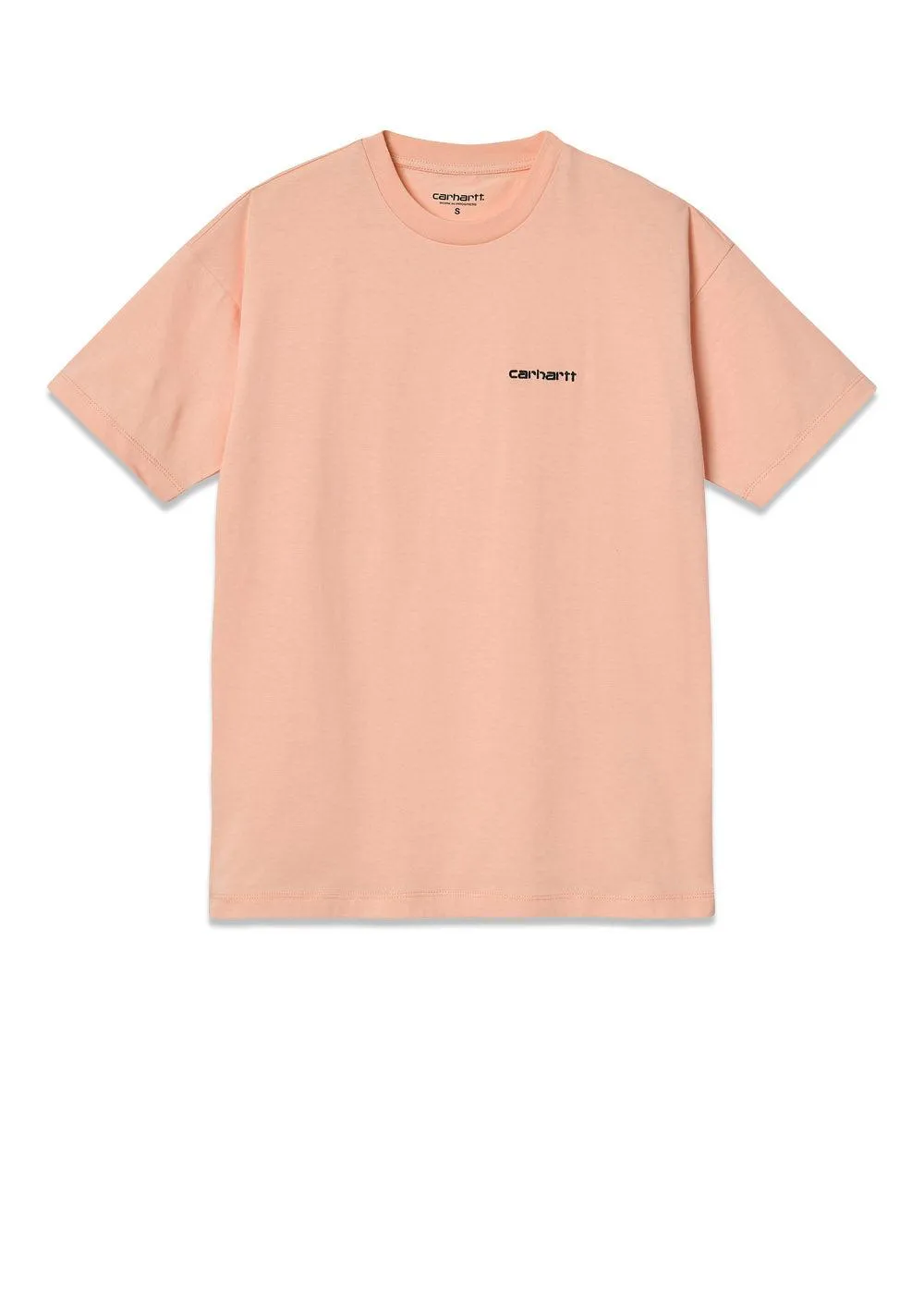 W' S/S Script Embroidery T-S - Grapefruit / Black