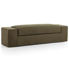 Wide Arm Slipcover Bench, Brussels Coffee