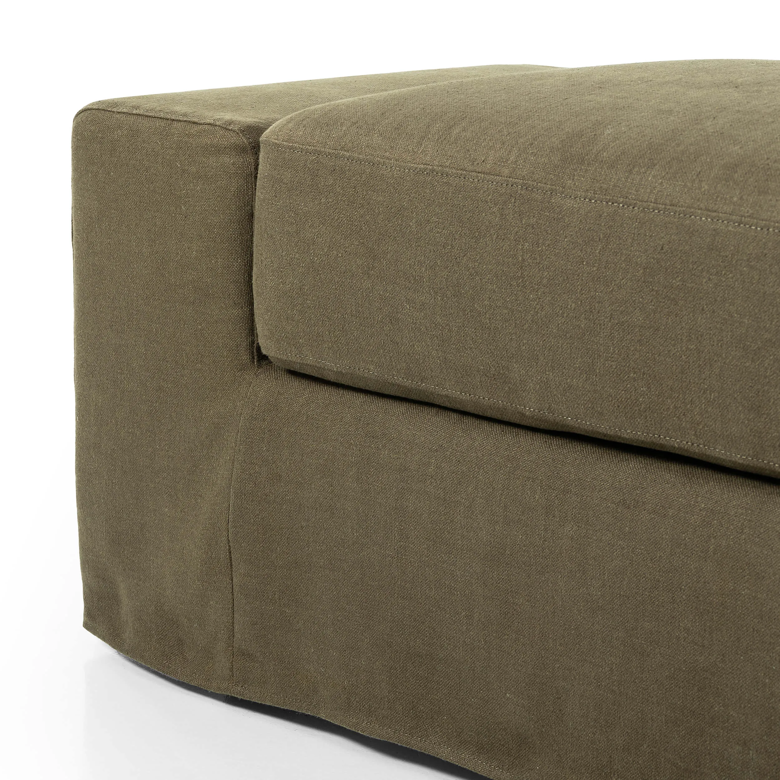 Wide Arm Slipcover Bench, Brussels Coffee