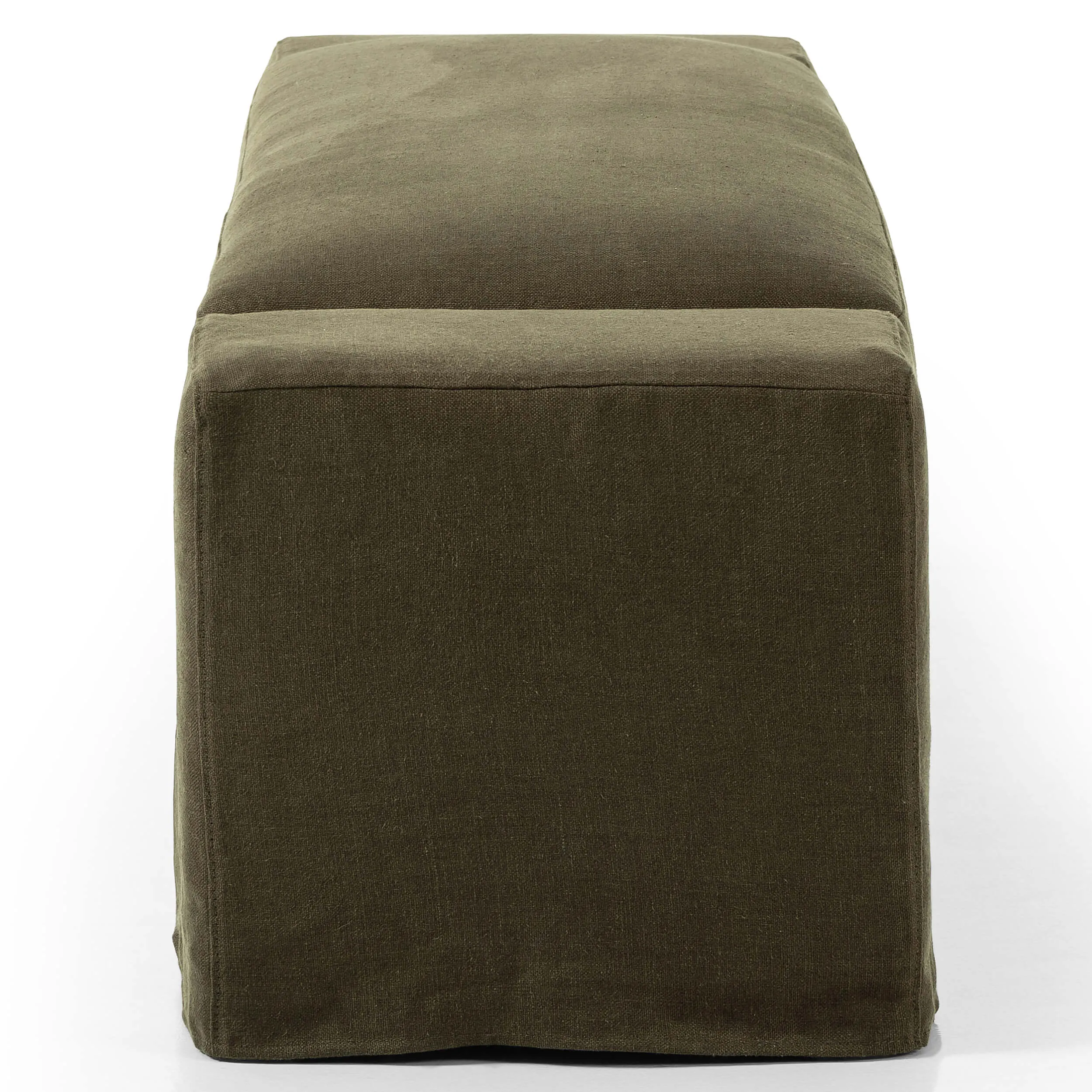 Wide Arm Slipcover Bench, Brussels Coffee