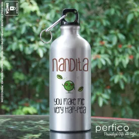 You make me Hap-pea © Personalized Water Bottle for Girlfriend